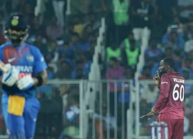 Kesrick Williams made this gesture after dismissing Virat Kohli