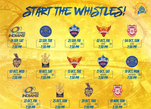 IPL 2020: Chennai super kings (CSK) full schedule & squads