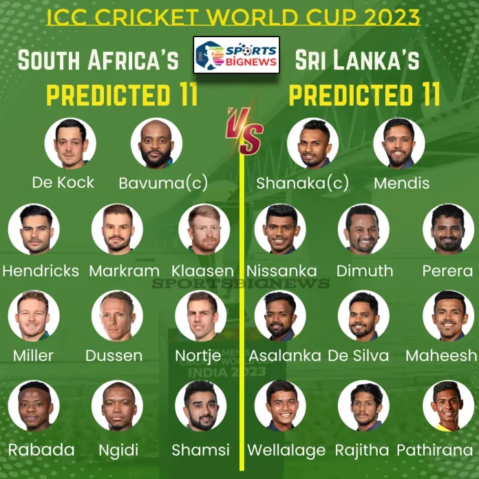 SA vs SL Prediction, Playing 11, Team Analysis Cricket World Cup 2023