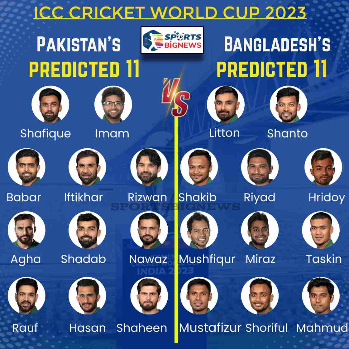 Cricket World Cup 2023: PAK Vs BAN Dream11, Free live stream