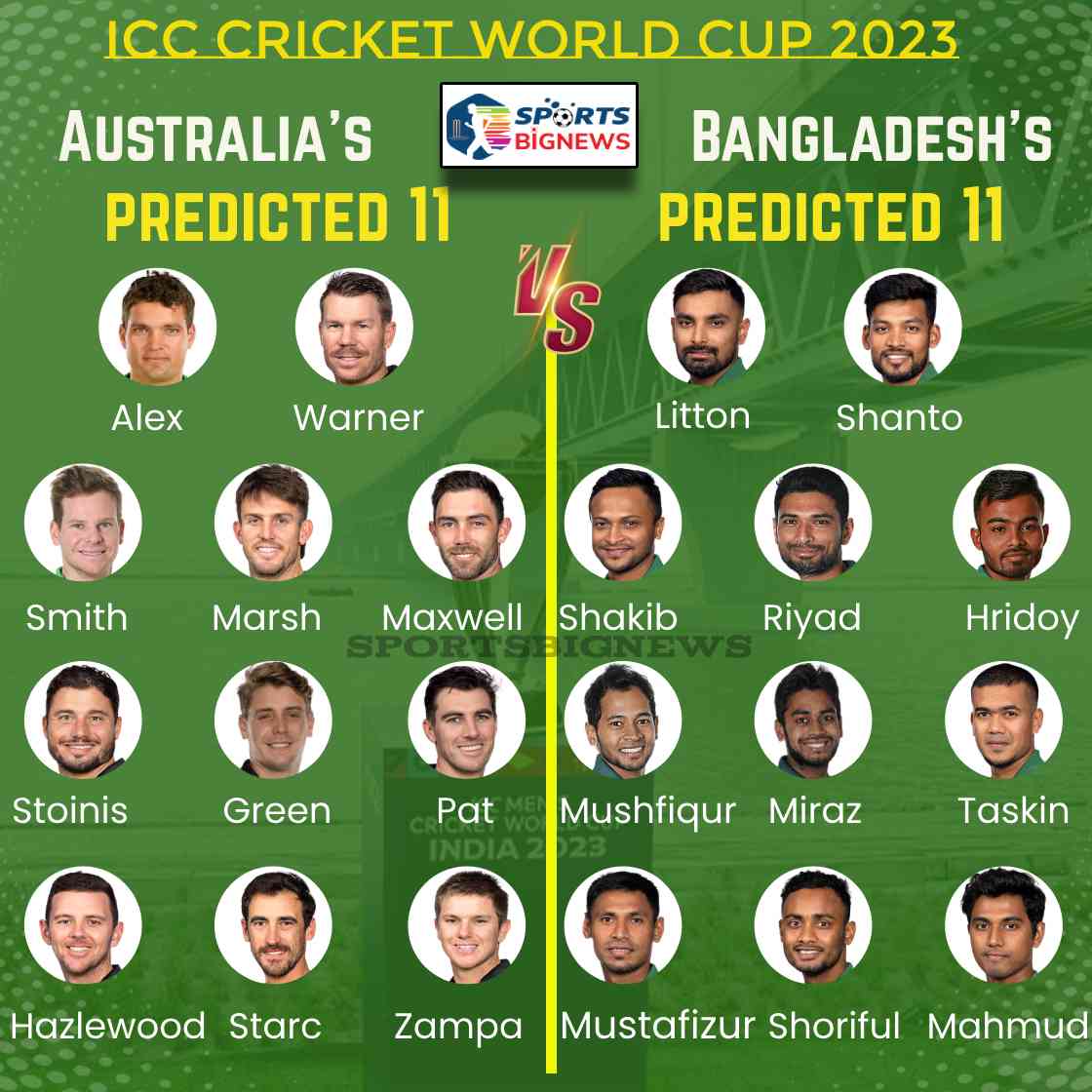 Cricket World Cup 2023: AUS Vs BAN Dream 11, Free Live Stream